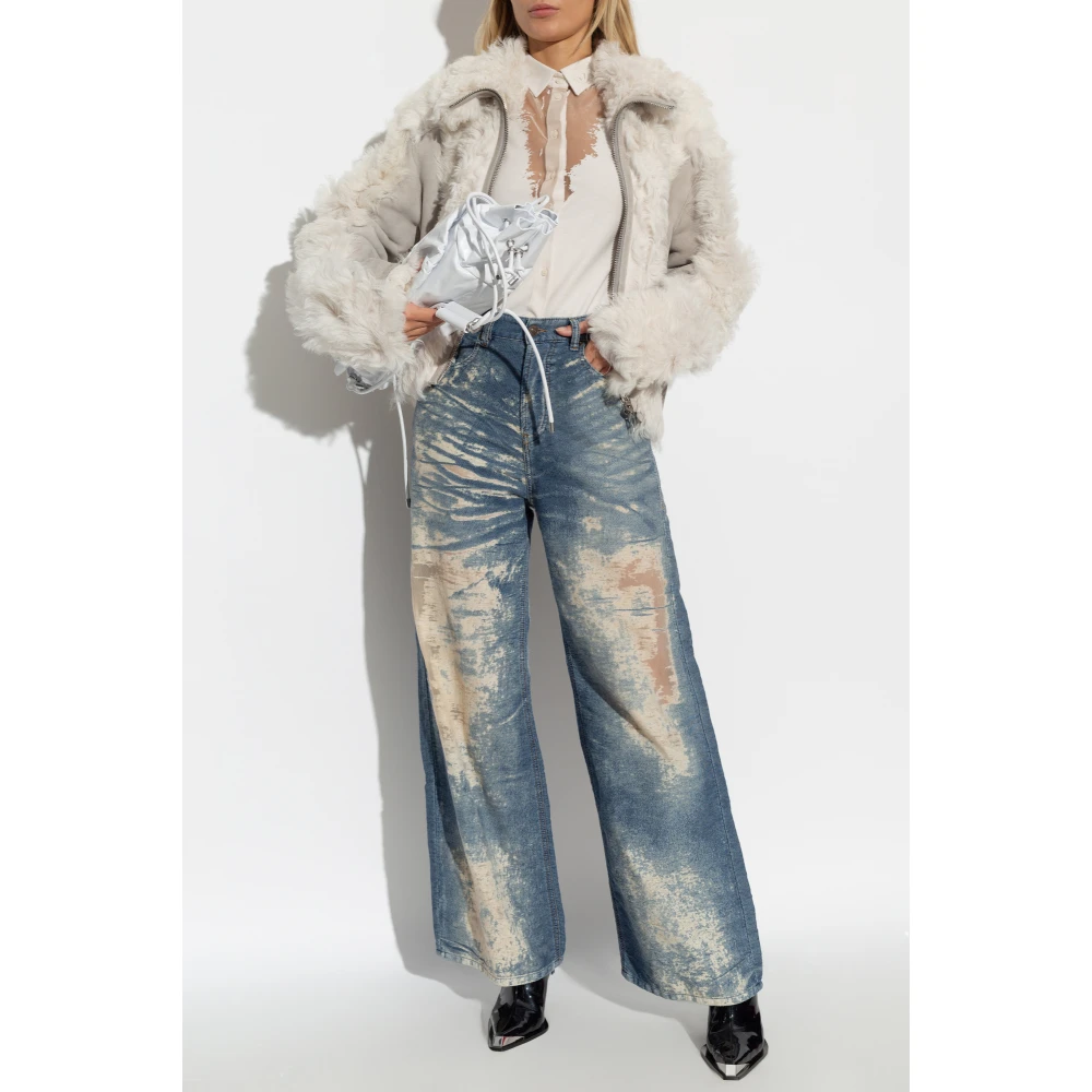 Diesel Leren jas L-Aurel Gray Dames