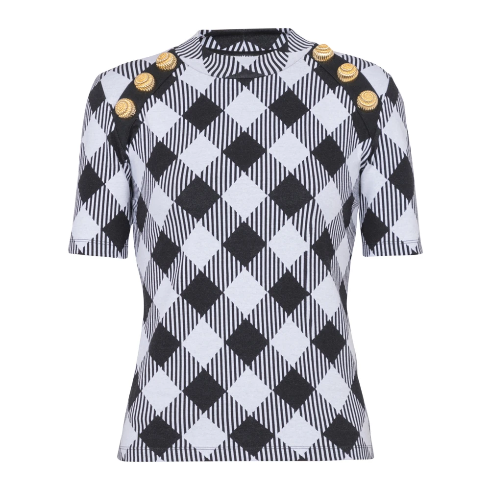 Balmain Gingham knoop T-shirt Multicolor Dames