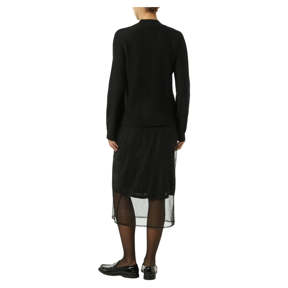comma Metallic Mesh Rok met Korte Voering Black Dames