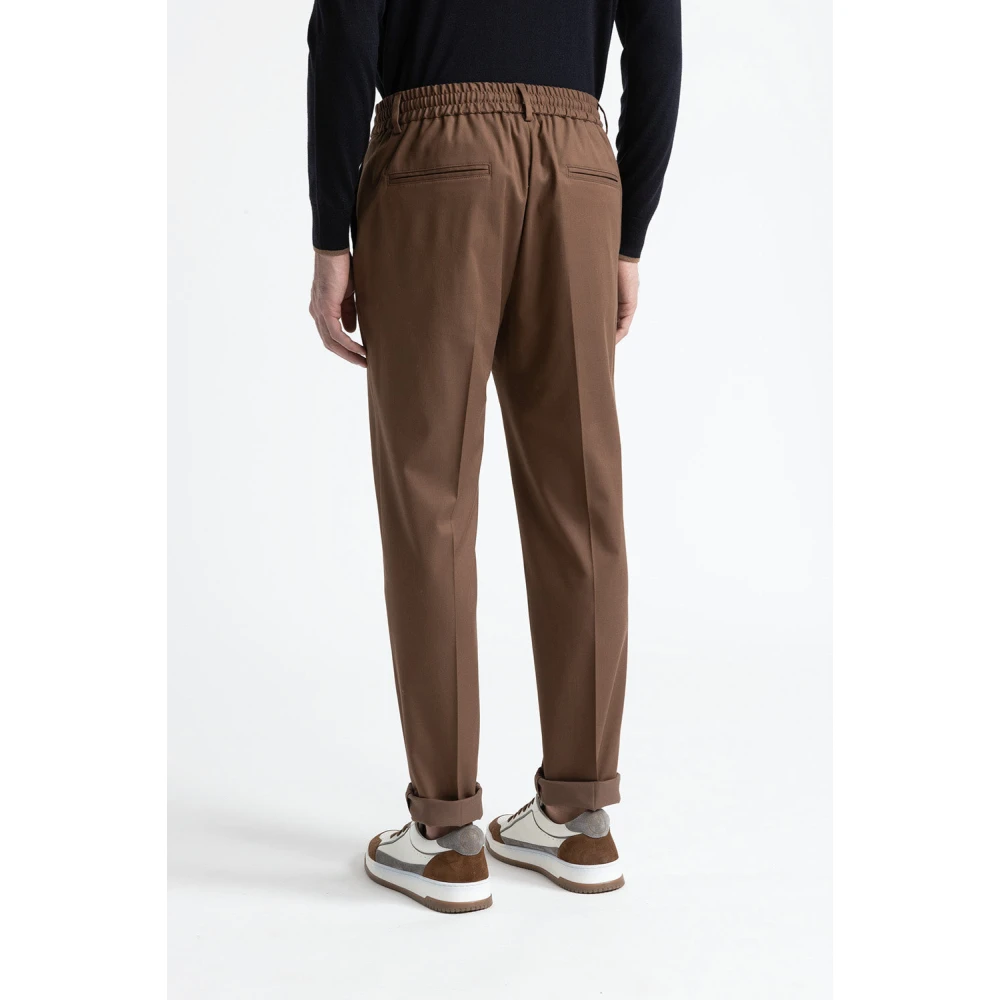 PESERICO Katoenen en wollen gabardine joggerbroek Brown Heren