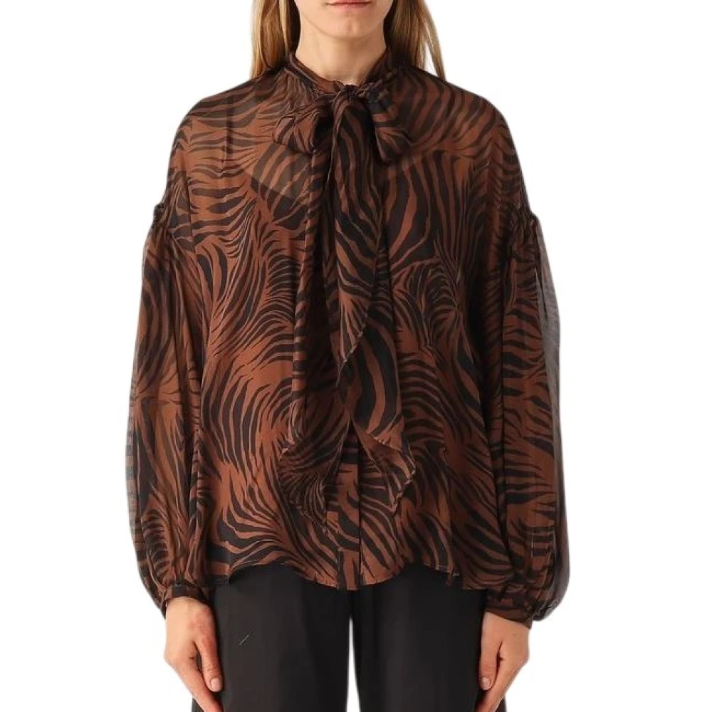 Max Mara Studio Kvinno Brun Blusar & Skjortor Dam, Xl, Blus