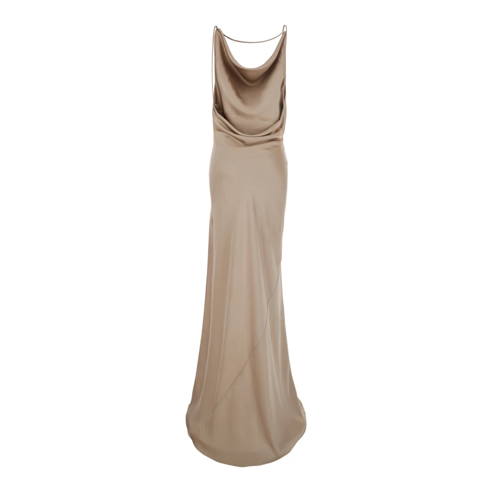 Andamane Beige Lange Jurk met Cowl Neck Beige Dames