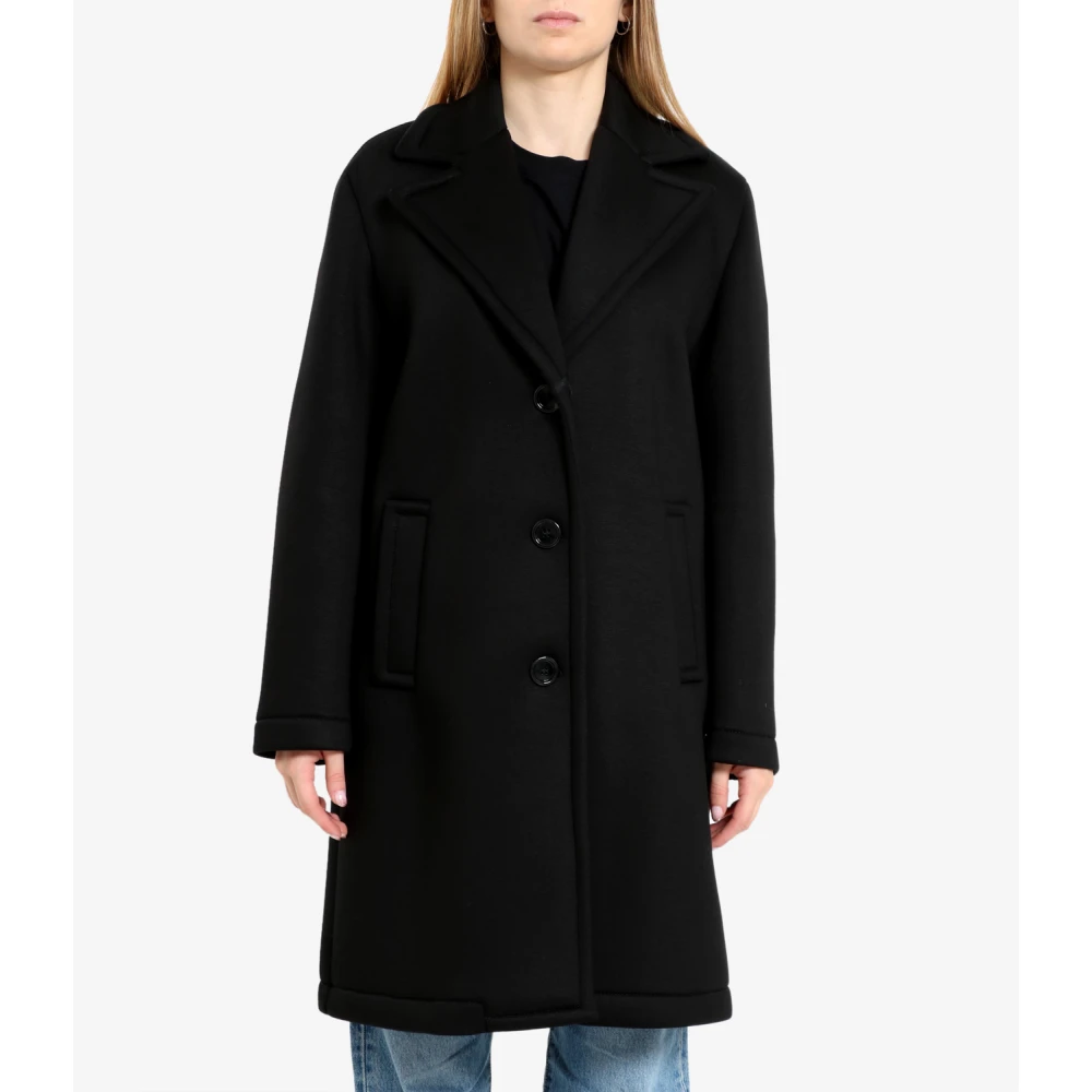 Pennyblack Jersey Scuba Effect Midi Jas Black Dames