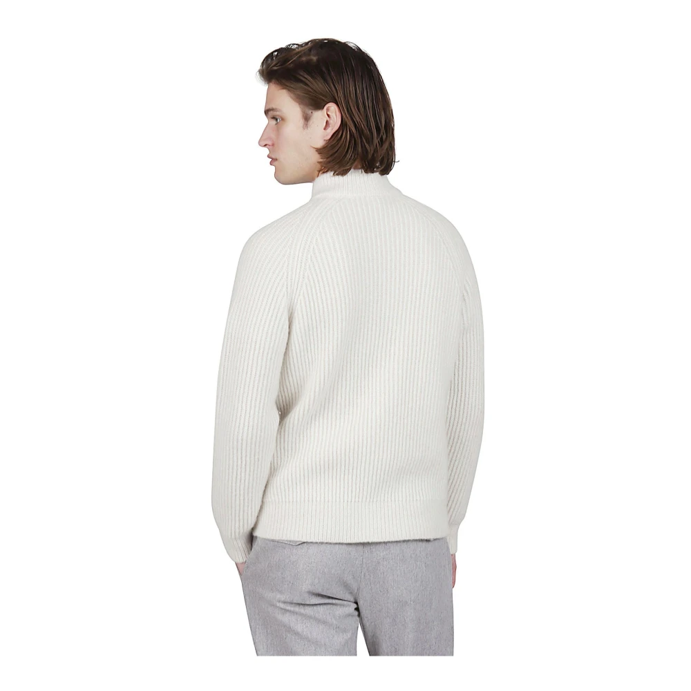 Eleventy Kasjmier Zijde Full Zip Sweater White Heren