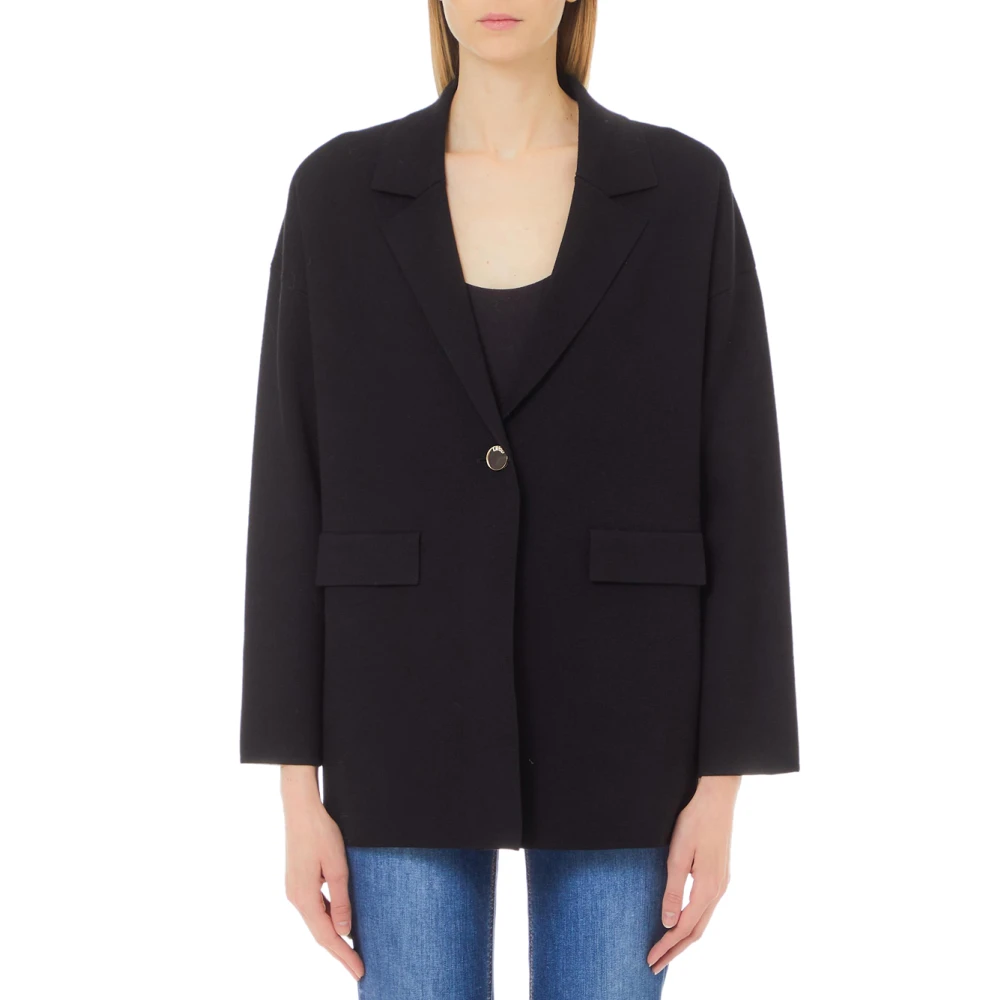 Liu Jo Zwarte Rechte Blazer Jas voor Vrouwen Black Dames