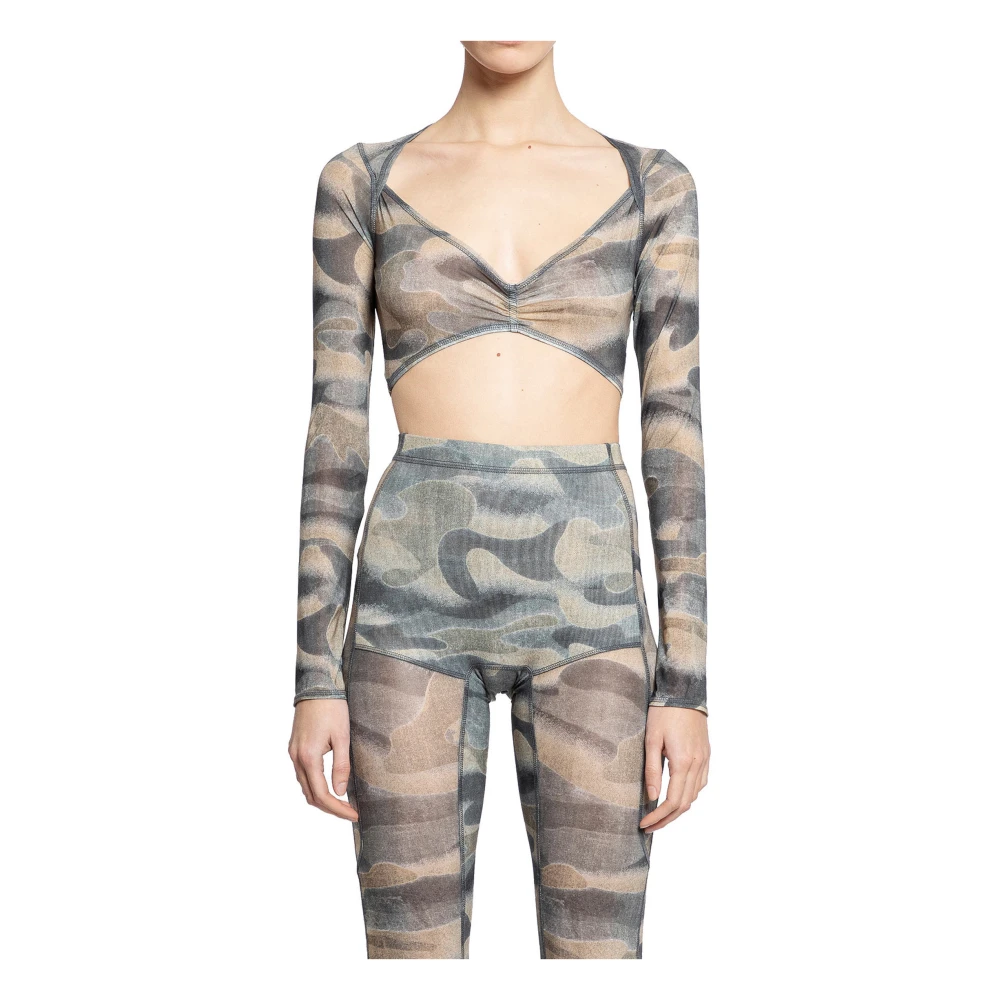 KNWLS Camo V-ringad Långärmad Crop Top Multicolor, Dam