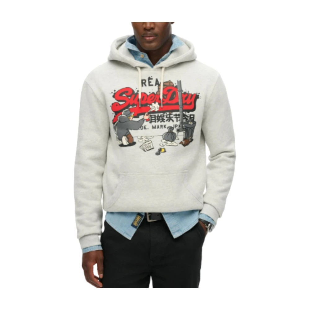 Superdry New York Vintage Logo Hoodie Gray Heren