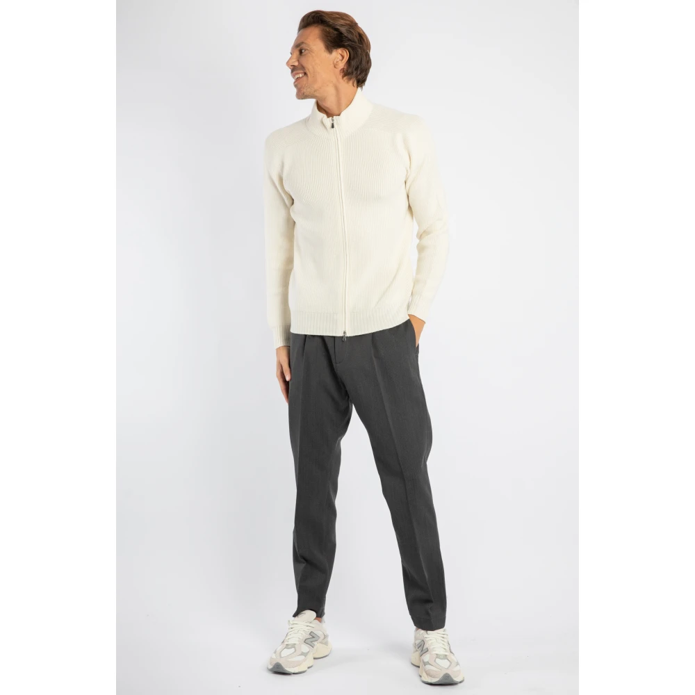 Gran Sasso Geribbelde wollen trui met rits Beige Heren