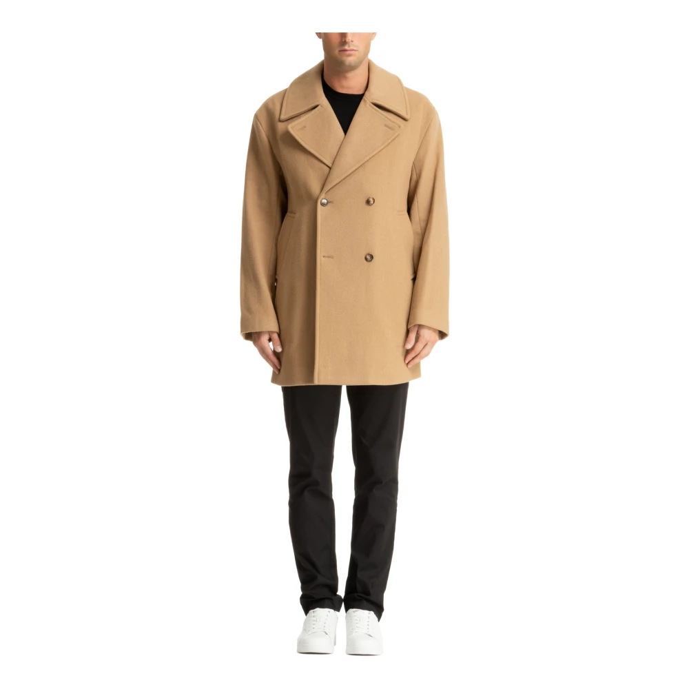 Michael Kors Knoopsluiting Effen Jas met Logodetail Beige Heren
