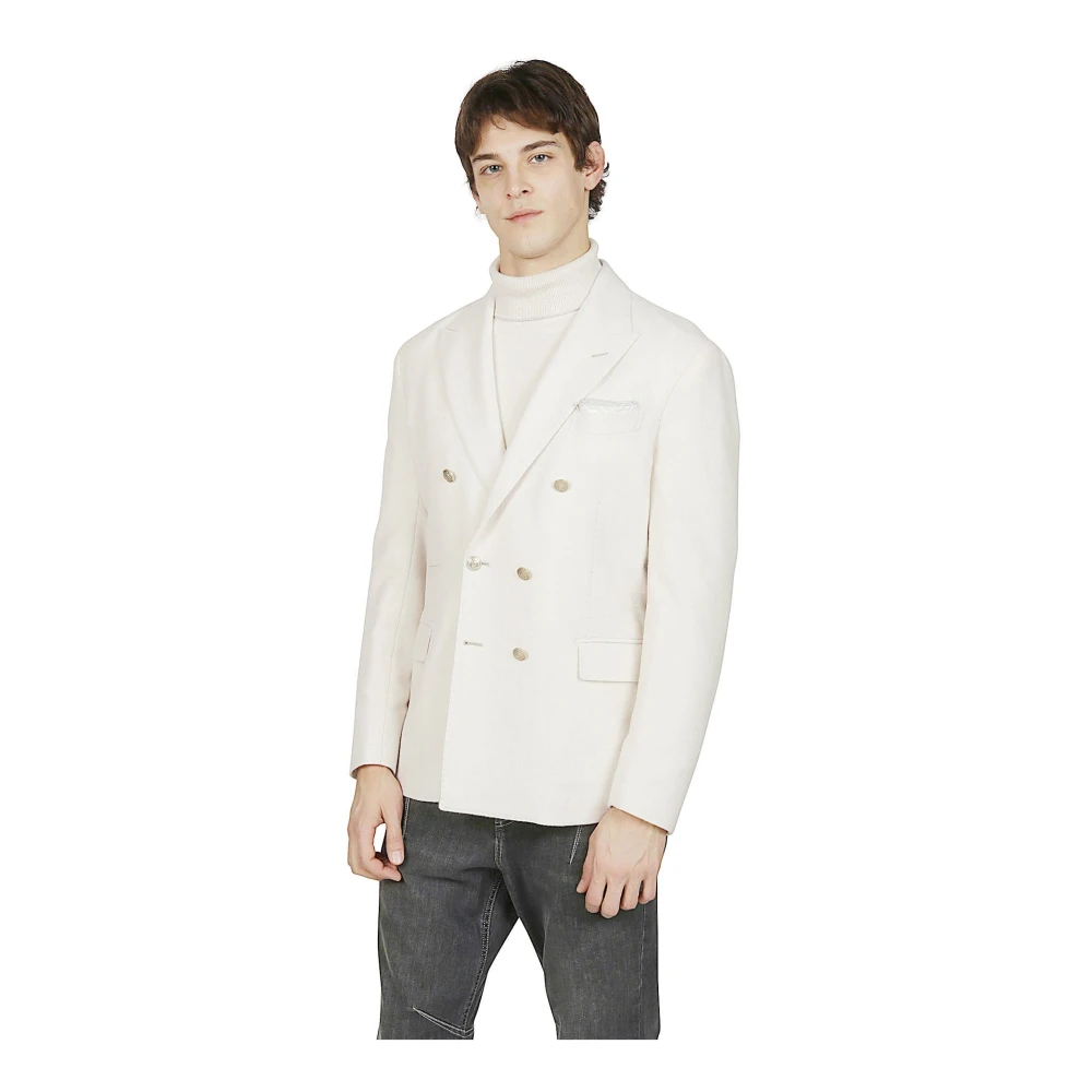 Eleventy Kasjmier Dubbelborst Jas Beige Heren