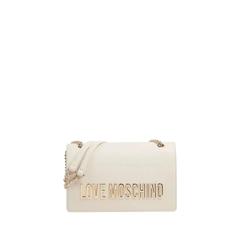 Moschino Ivoor Schoudertas met Gouden Details Beige Dames
