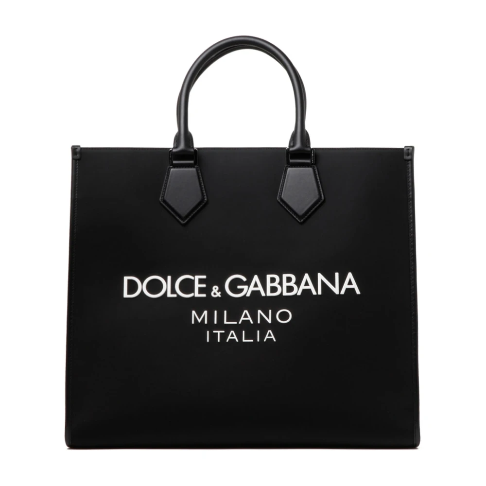 Dolce & Gabbana Men's Black Shopping Bags, One Size, Large Tote Bag With Logo