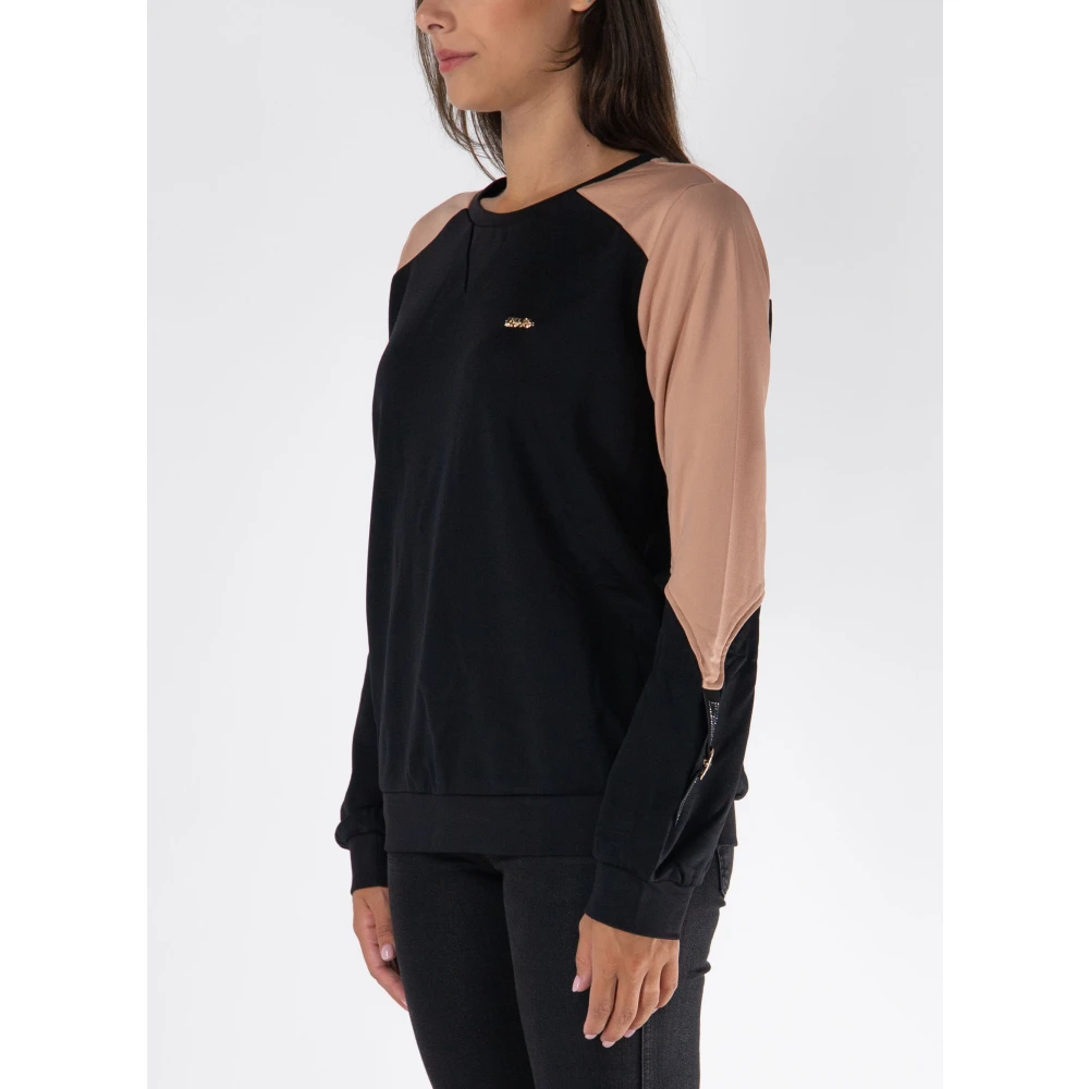 Liu Jo Rhinestone Crewneck Sweatshirt Black Dames