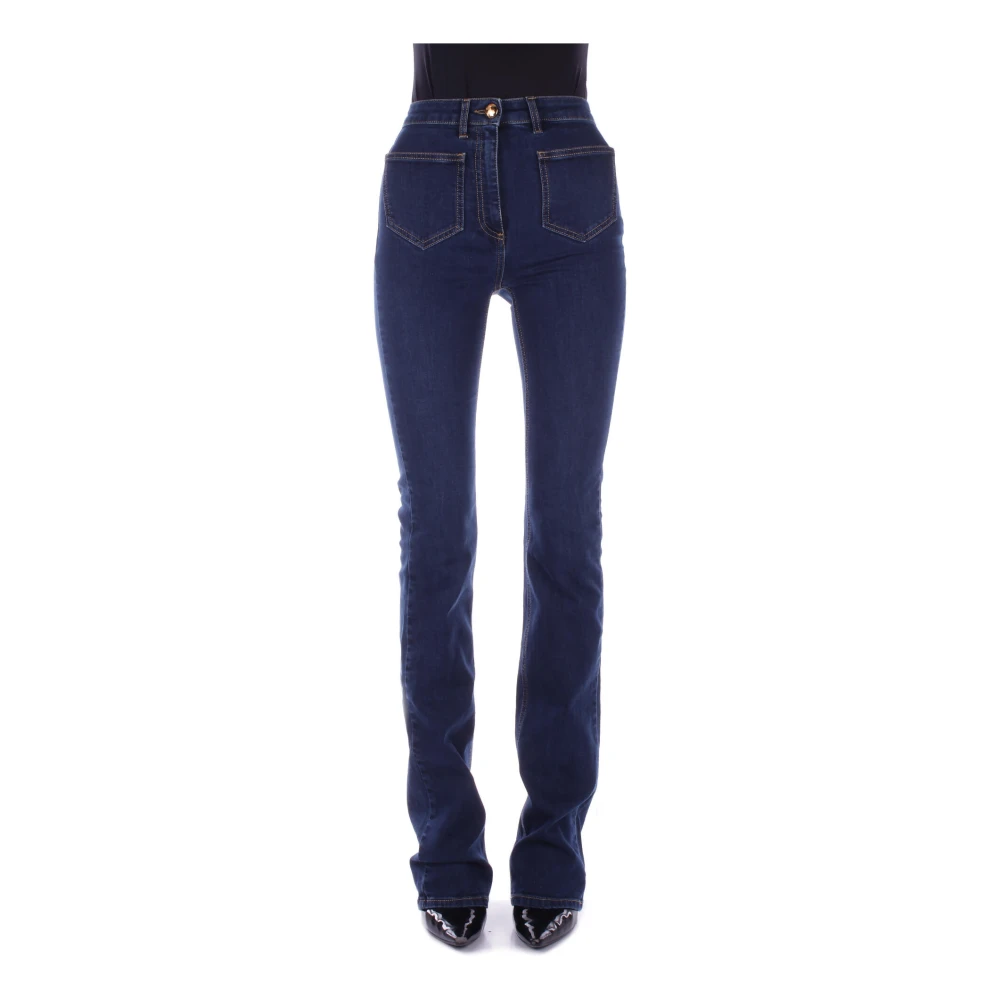 Elisabetta Franchi Blauwe Skinny Jeans met Ritssluiting Blue Dames