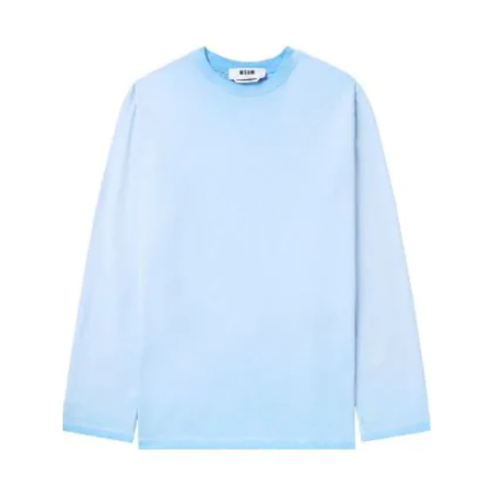 Msgm Lichtblauw T-shirt Lange Mouw Blue Heren