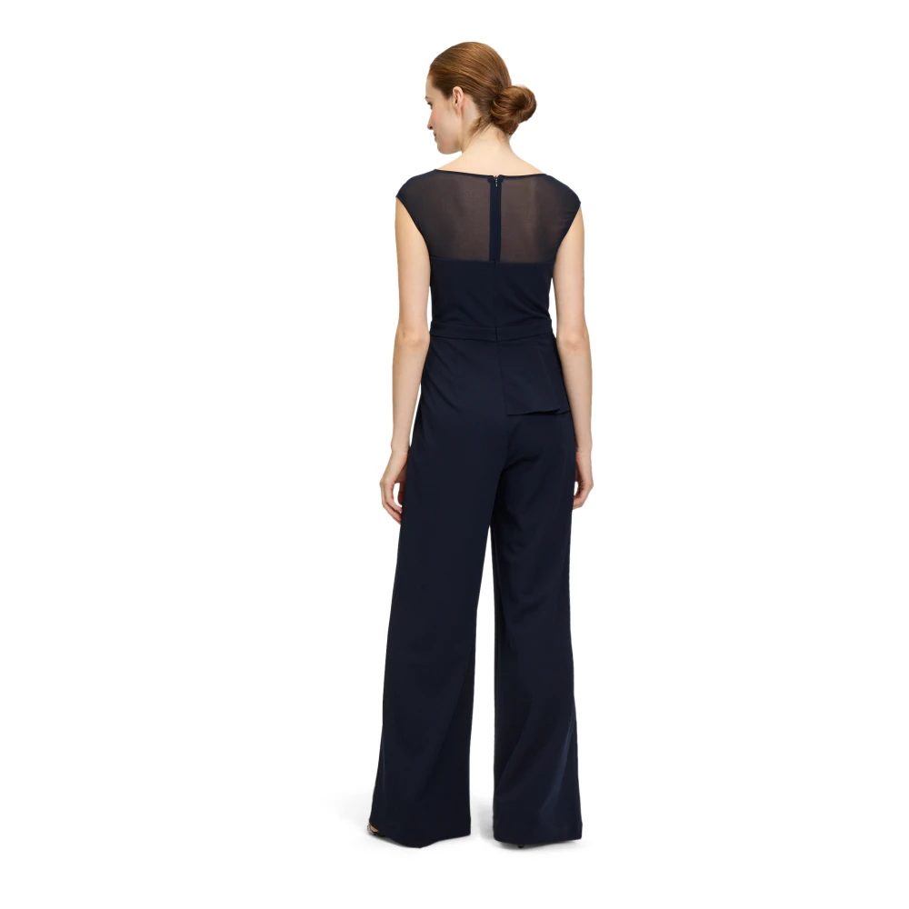 Vera Mont Mouwloze Jumpsuit met Peplum Detail Blue Dames