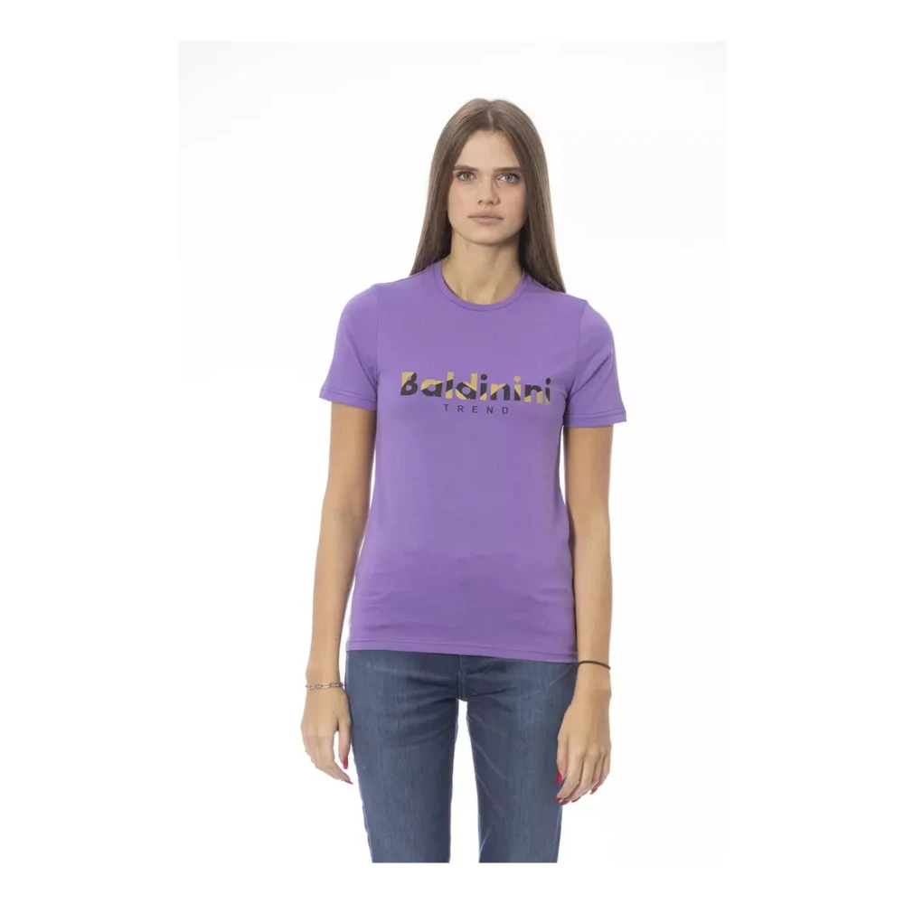 Baldinini T-shirt met ronde hals en print op de voorkant Purple Dames