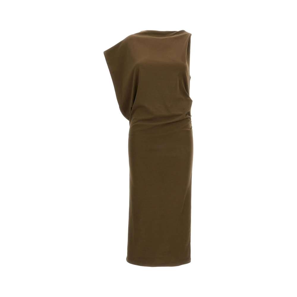 Jacquemus Green Midi Dresses, Female, M, Asymmetric Column Midi Dress