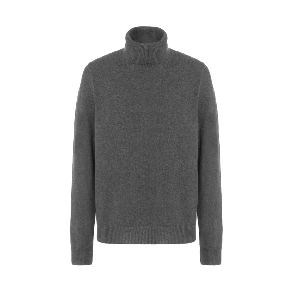 Grå Ull Turtleneck Genser Herre