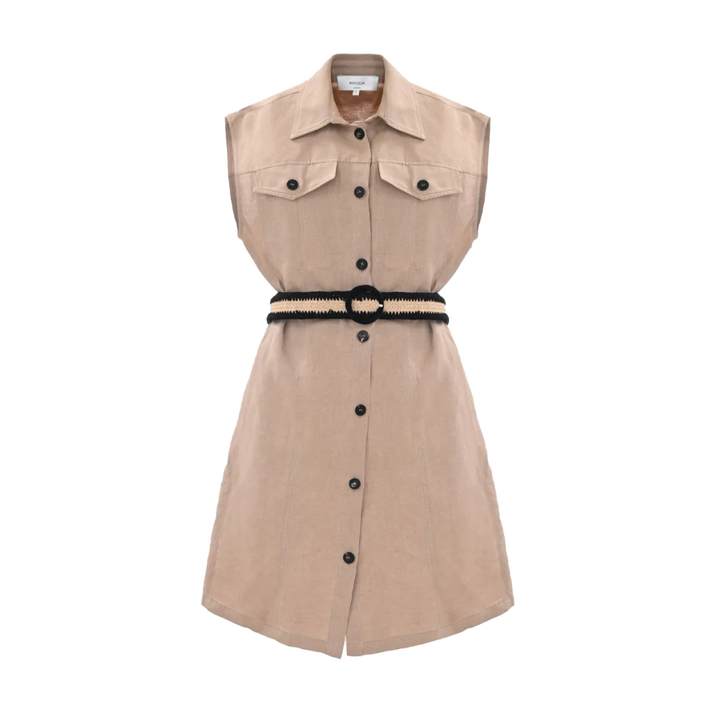 Kocca Geblokte minijurk met knopen Beige Dames