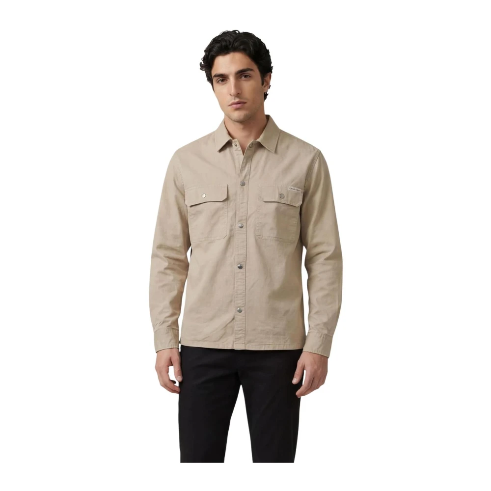 Calvin Klein Beige Utility Relaxed Overshirt In - L - Image 3