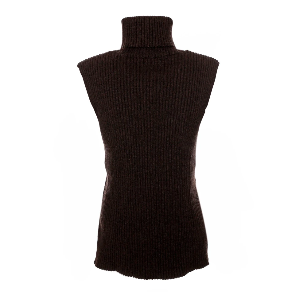 Holzweiler Geribbelde Mouwloze Gebreide Vest Brown Dames