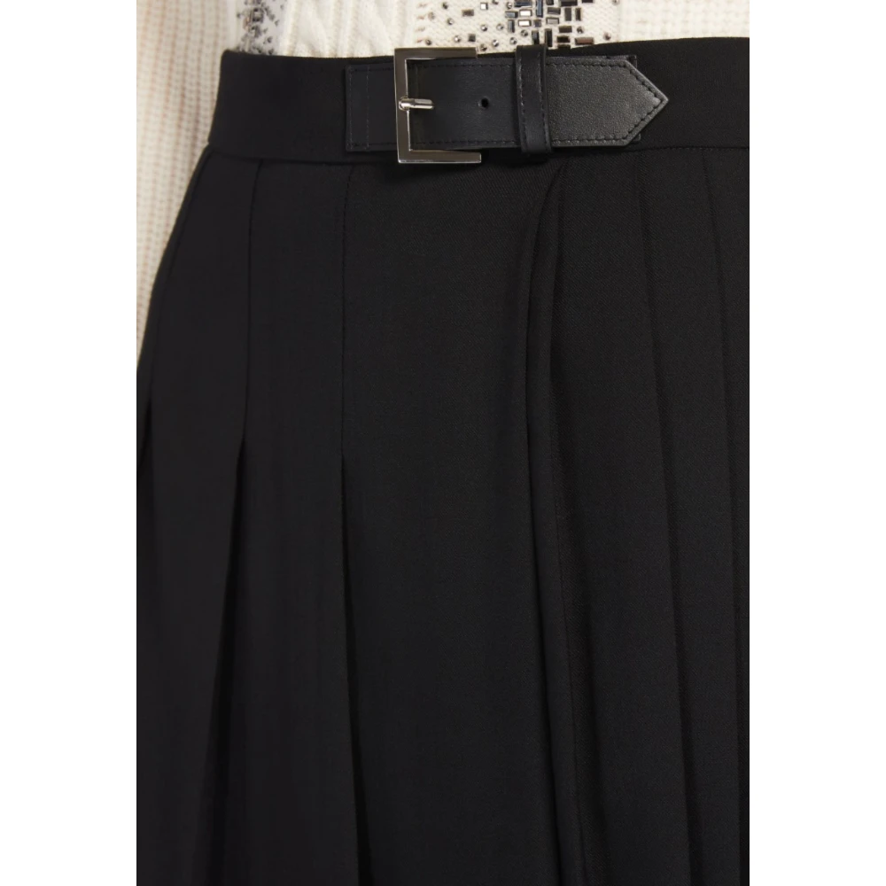 Max Mara Studio Zwarte wollen midi kilt rok Black Dames