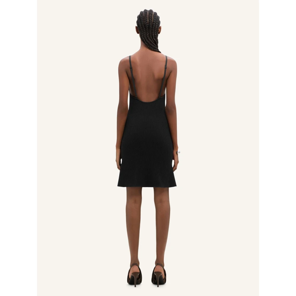 Courrèges Zwarte Ribgebreide Jurk Black Dames
