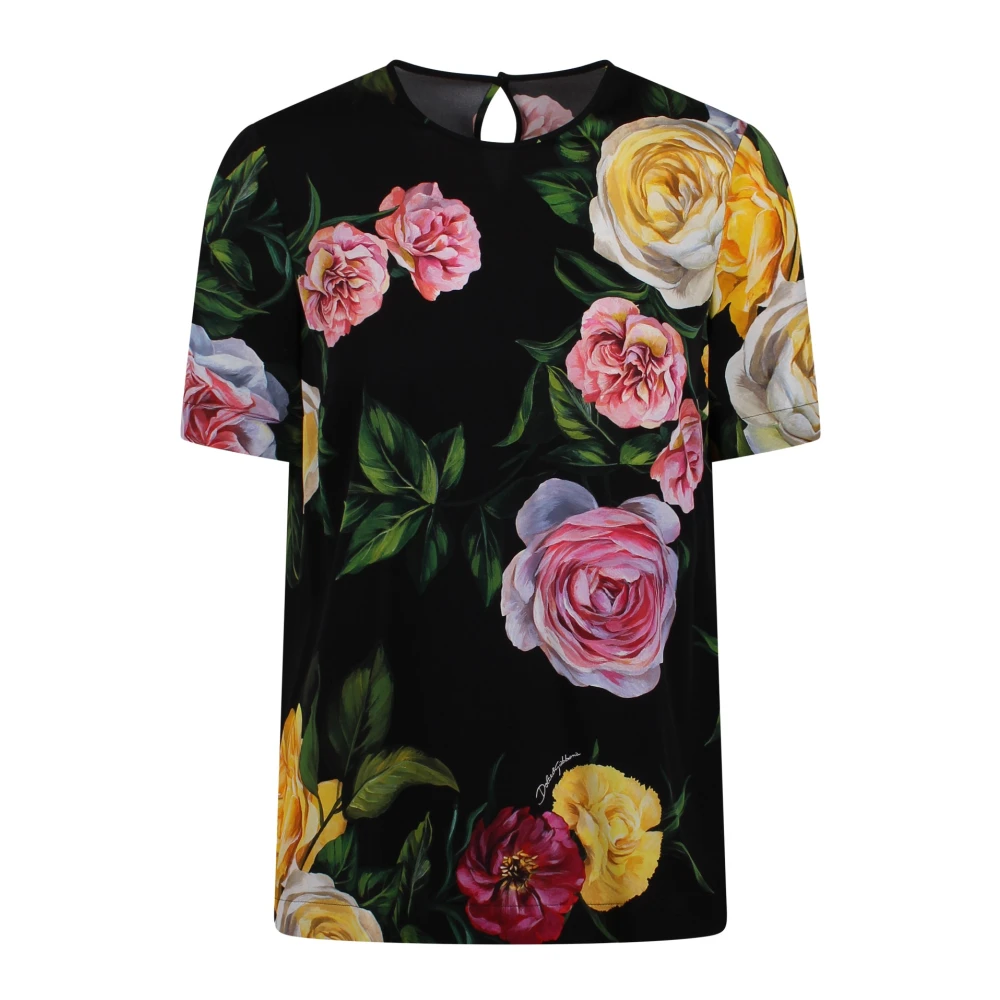 Dolce & Gabbana Zijden Charmeuse Pioenrozen Blouse Multicolor Dames