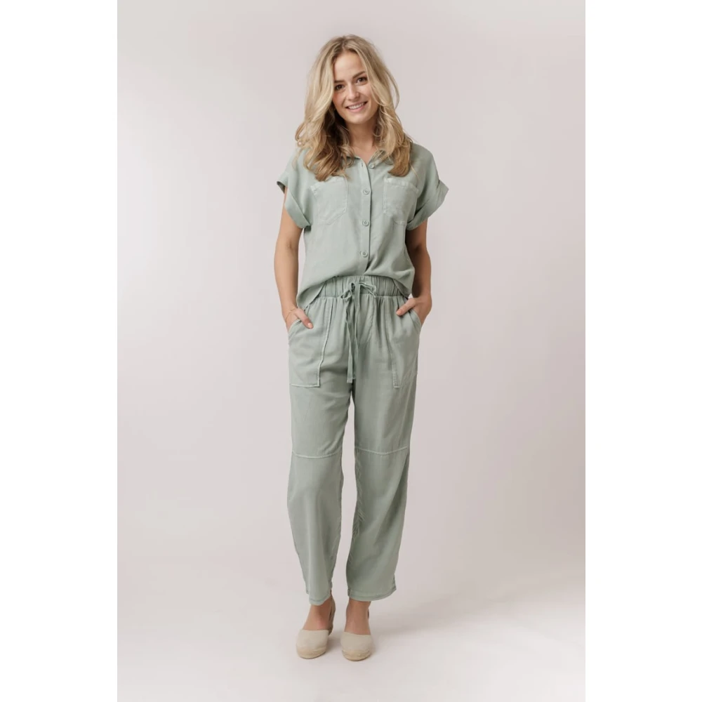 Bella Dahl Groene Oasis Wijde Tencel Broek Green Dames
