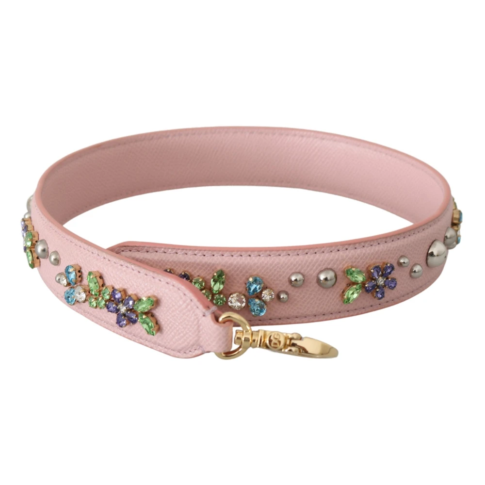 Dolce & Gabbana Lyxig Läder Axelrem Pink, Dam