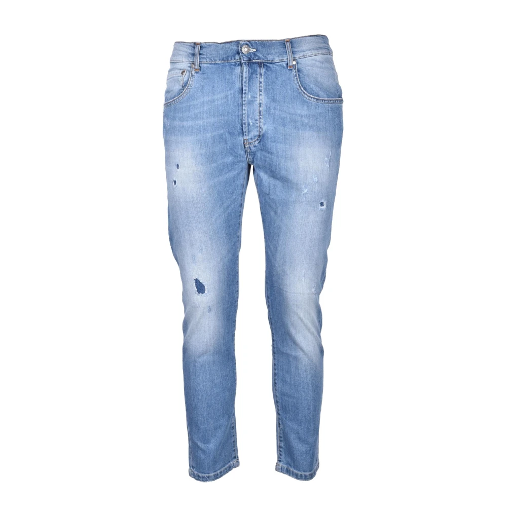 Daniele Alessandrini Grijze Katoen Elastaan Jeans Blue Heren