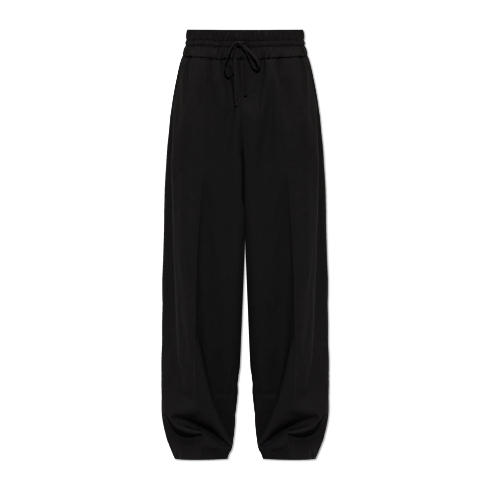 Ami Paris Unisex - Black Elasticated-Waist Wool Trousers Black - Size: S - Immagine 4