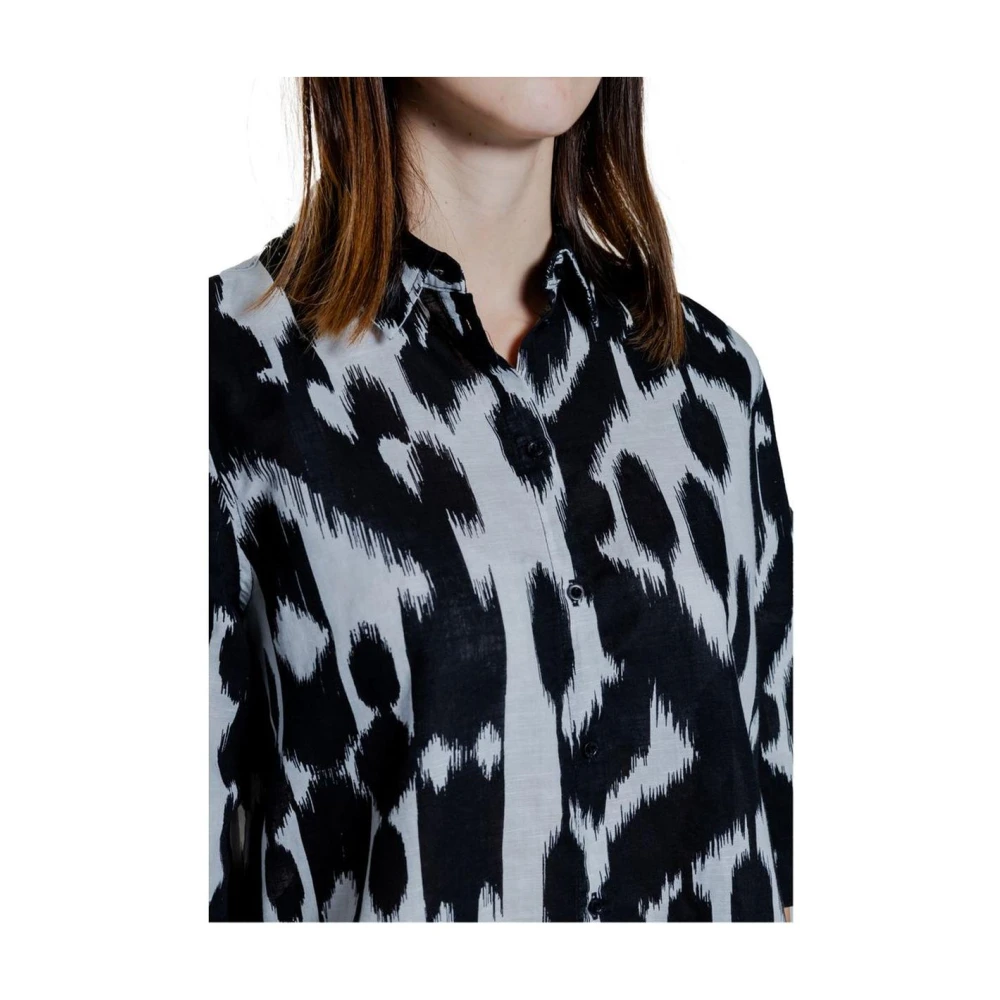 Street One Zwart Linnen Korte Mouw Blouse Black Dames