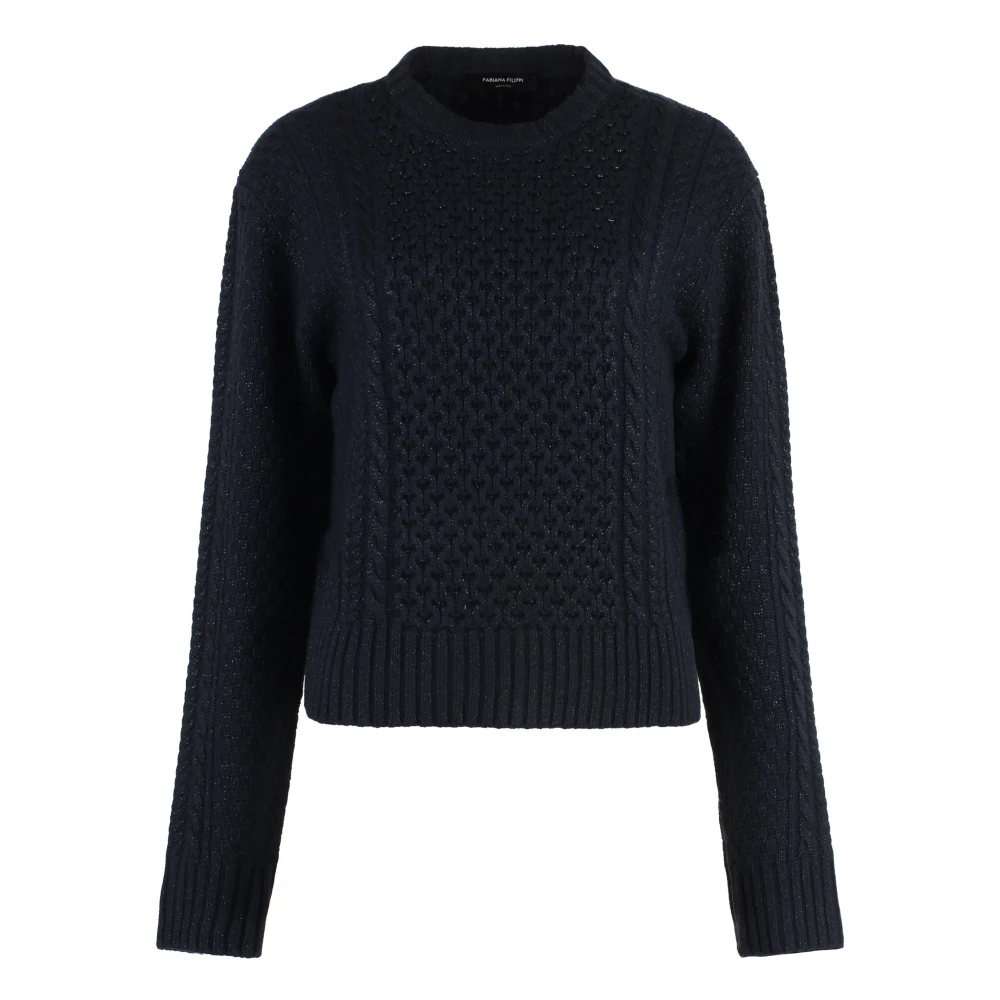 Fabiana Filippi Lurex Cable Gebreide Trui Blue Dames