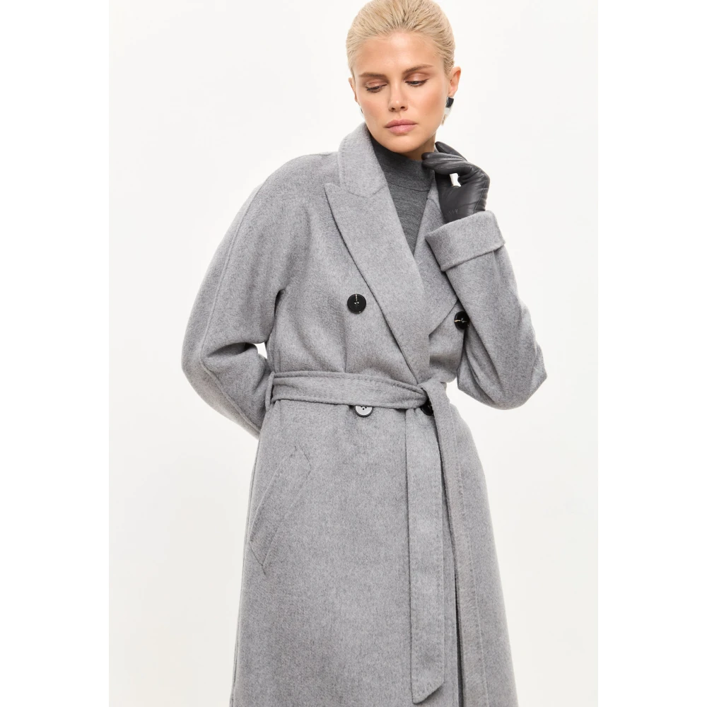 Cesare Gaspari Klassieke Luxe Lange Jas Rosie Grijs Gray Dames