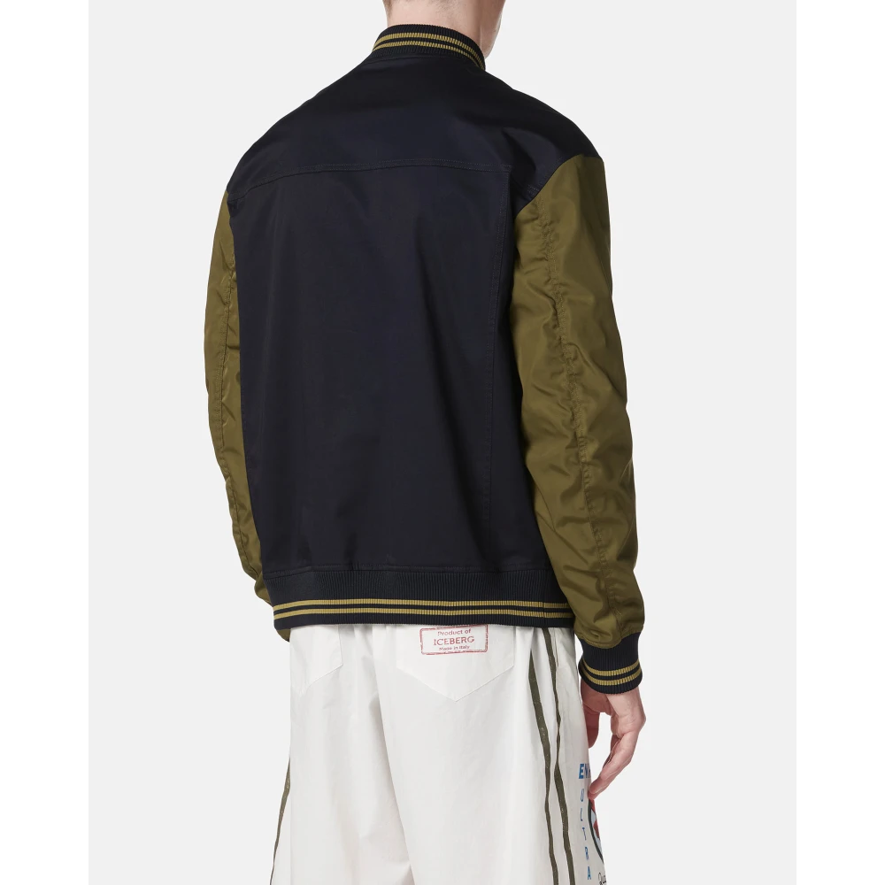 Iceberg Blauw en groen regular fit jack in gabardine met contrasterende mouwen Multicolor Heren