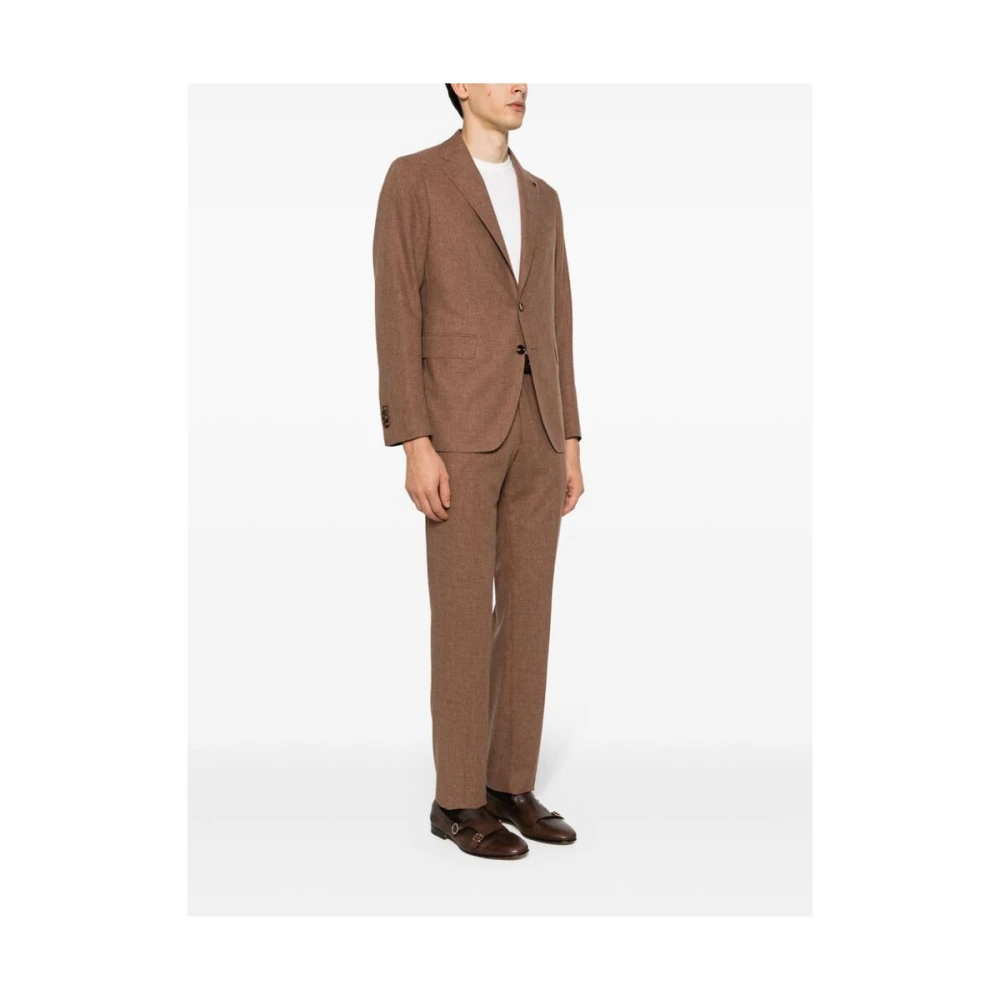 Tagliatore Bruine wollen blend blazer en broek Brown Heren