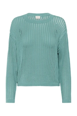 Teal Stickad Pullover Tröja