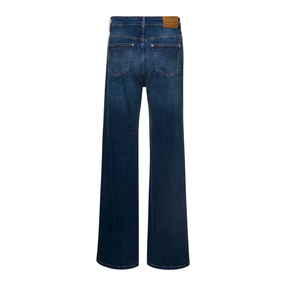 Chiara Ferragni Collection Geëmbosseerde Denim Jeans Blue Dames