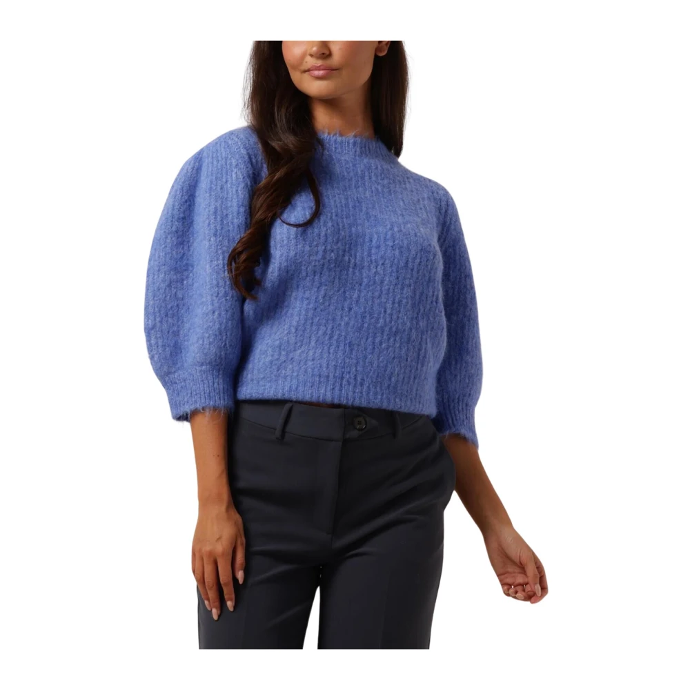 Co'Couture Blauwe Bow Rib Gebreide Trui Blue Dames