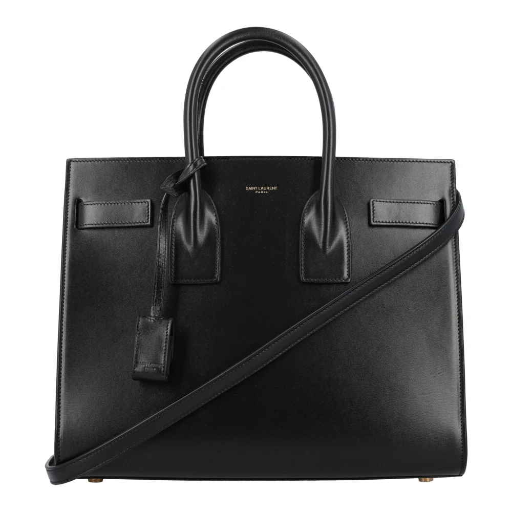 Saint Laurent Zwarte Leren Handtas Sac de Jour Black Dames