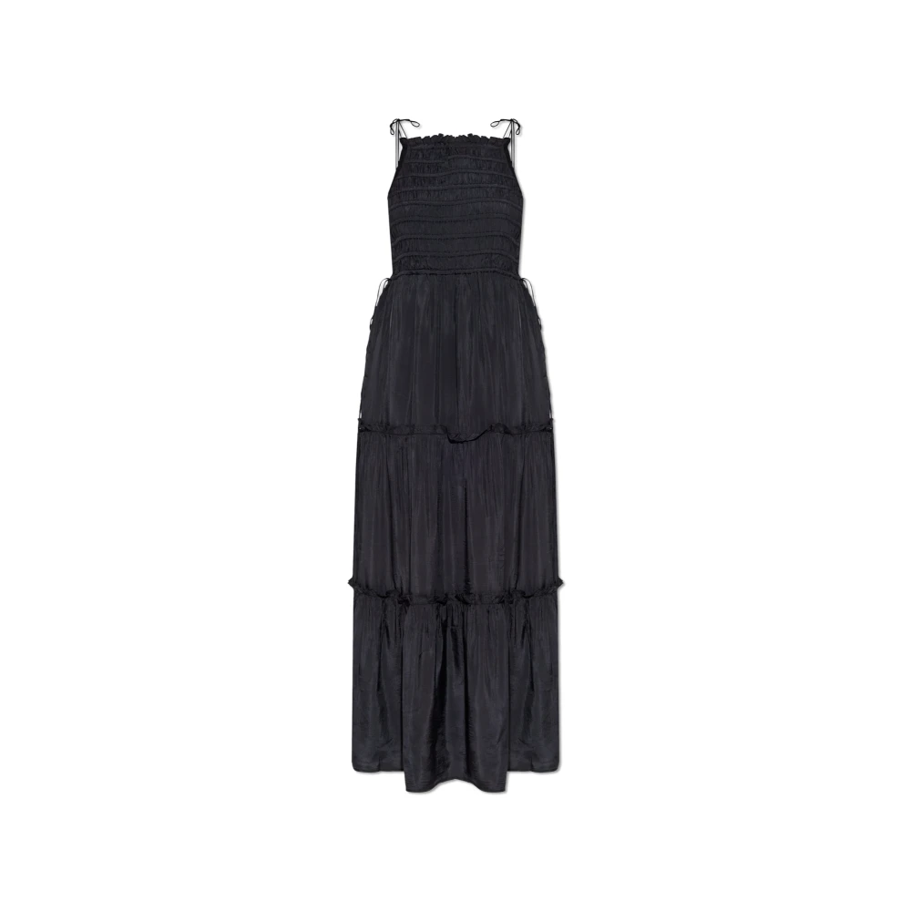 Ganni Women's Black Smocked Tiered Maxi Dress UK Size 10 - Mytheresa - Image 2
