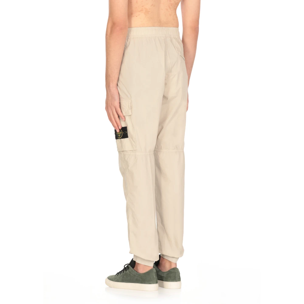 Stone Island Beige Cargo Broek Elastische Taille Zakken Beige Heren