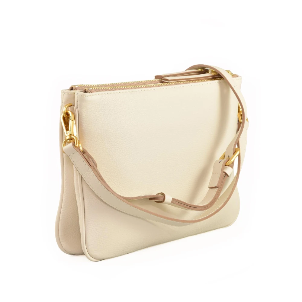 Gianni Chiarini Leren Schoudertas Beige Dames