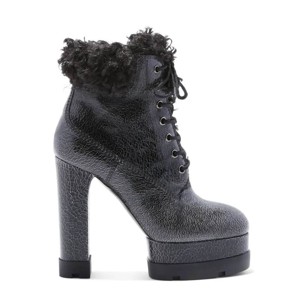 Casadei Women's Black Mountain Lover Lace-Up Ankle Boots - Heeled Boots - 4 Uk - Shoes
