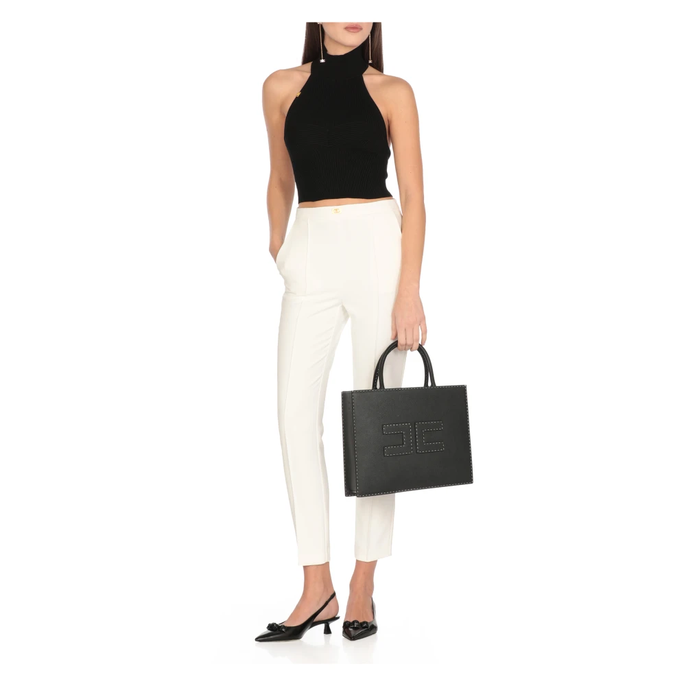 Elisabetta Franchi Ivoor Crêpe Broek met Voorzakken Beige Dames