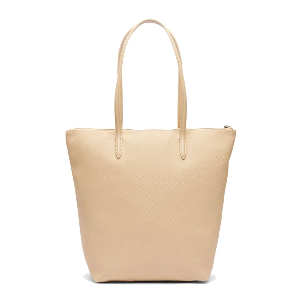 Lacoste Effen Kleur Logo Geborduurde Tas Beige Dames