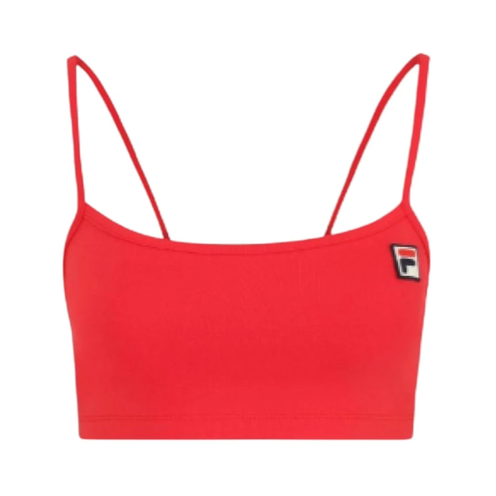 Fila Strakke Crop Top met Geborduurd Embleem Red Dames