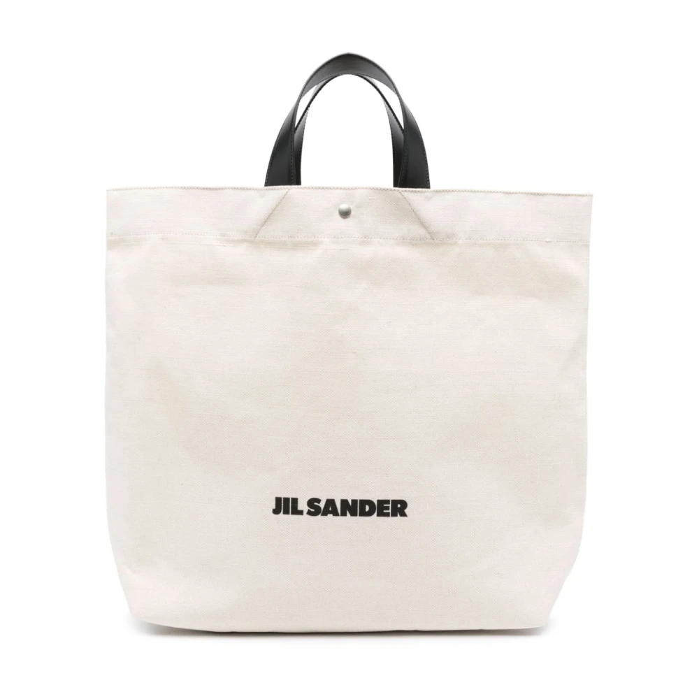 Jil Sander Witte tassen met leren afwerking en logo print White Dames